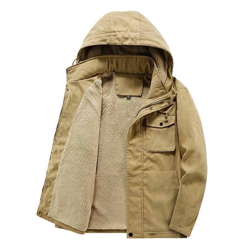 Thick Detachable Hat Lambswool Jacket