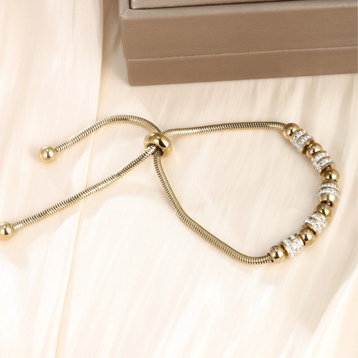 Love Cross Diamond Woven Beads Artificial Gemstone Stainless Steel Bracelet For Women