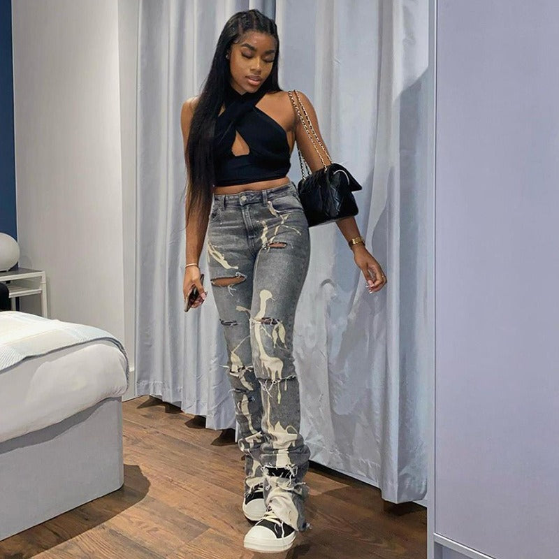 Jeans Damen Slim Stretch Fashion Hose mit hoher Taille