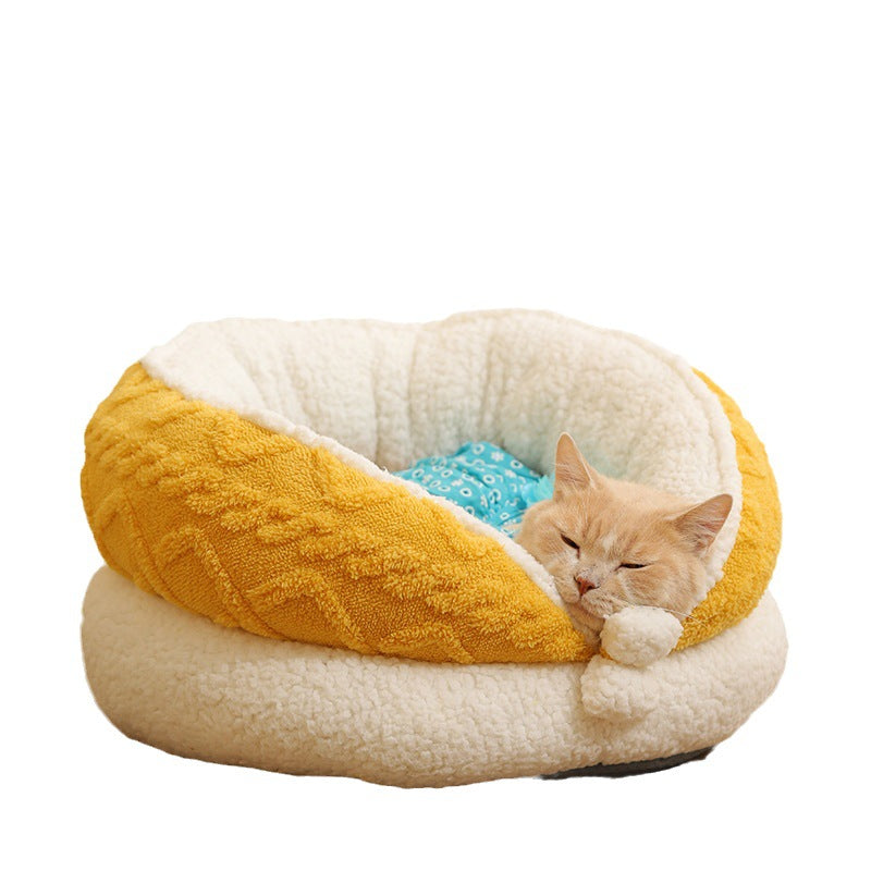 Yellow Cheese Cat Nest Thickened Warm