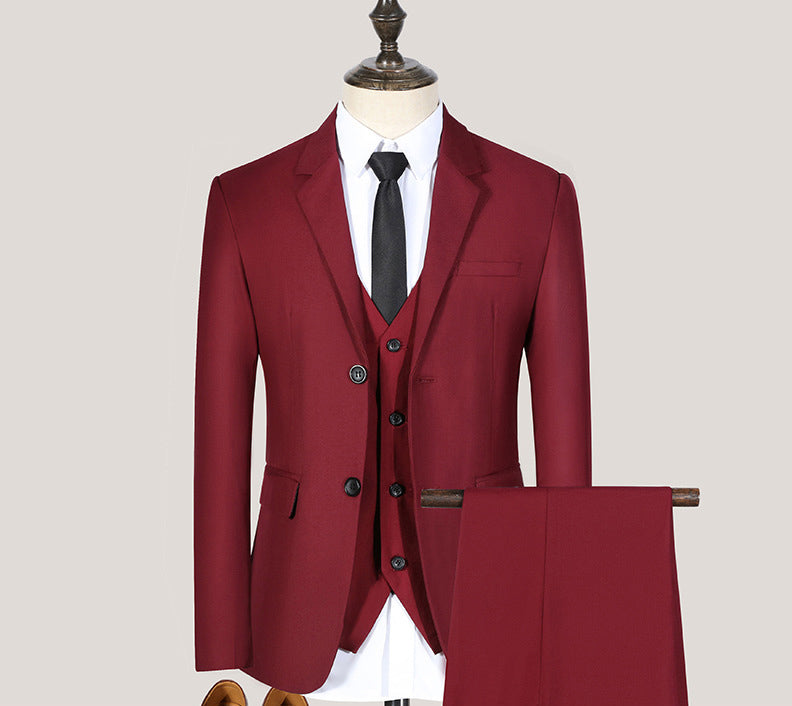 Spring and Autumn Youth Slim Fit Suit Set Men's Suit Men's Set Three Piece Wedding Dress Best Man Group Suit