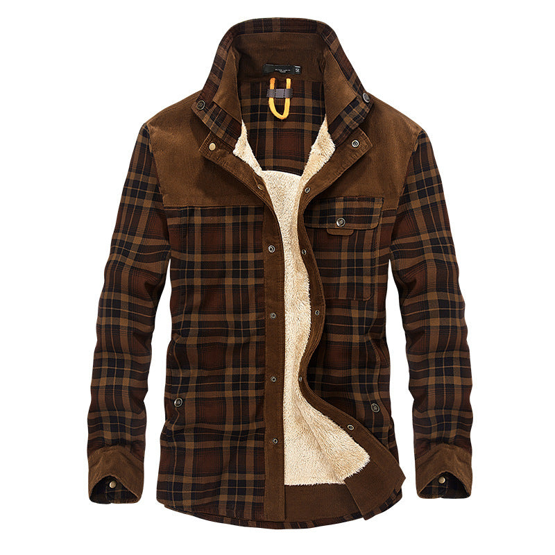 Winter Jacket Men Thicken Warm Fleece Jackets Coats Pure Cotton Plaid Jacket Military Clothes