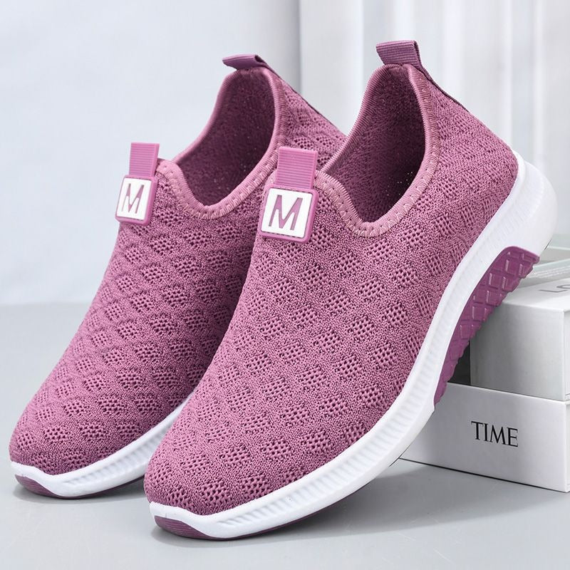 Summer Mesh Comfortable Women Shoes Breathable Hollow Sports Walking Sneakers Casual Flat Ladies Solid Shoes