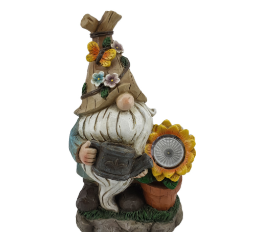 Garden solar powered watering sunflower dwarf resin ornaments