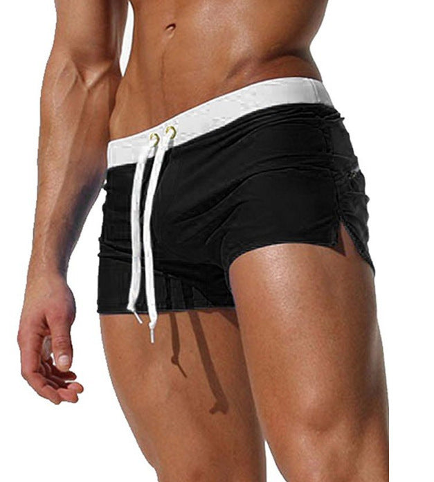 Men's Solid Color Fashion Back Pocket Design Swimming Trunks