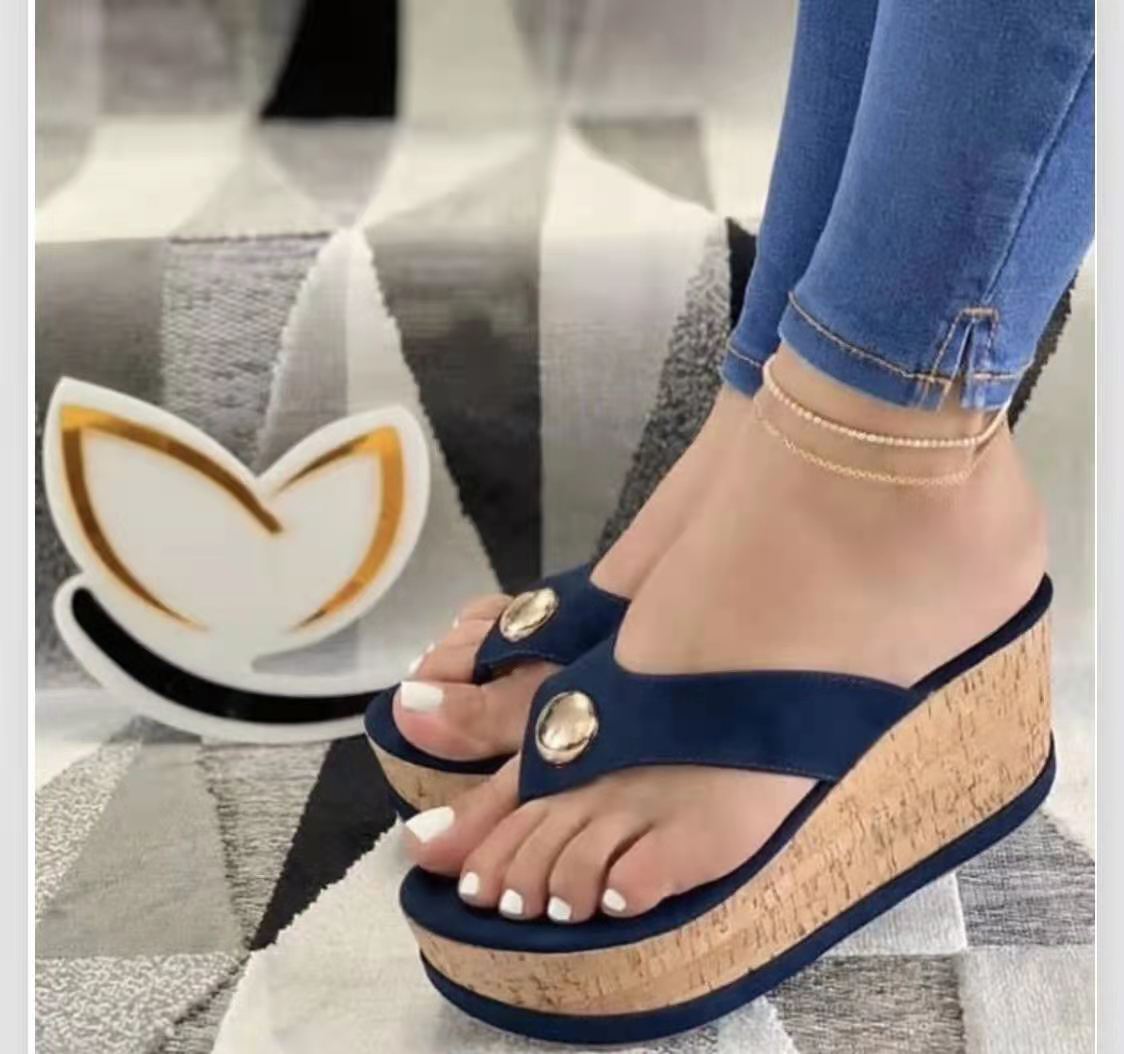 New Women's Slippers Women's Wedge Heel Flat Flip Flop Sandals