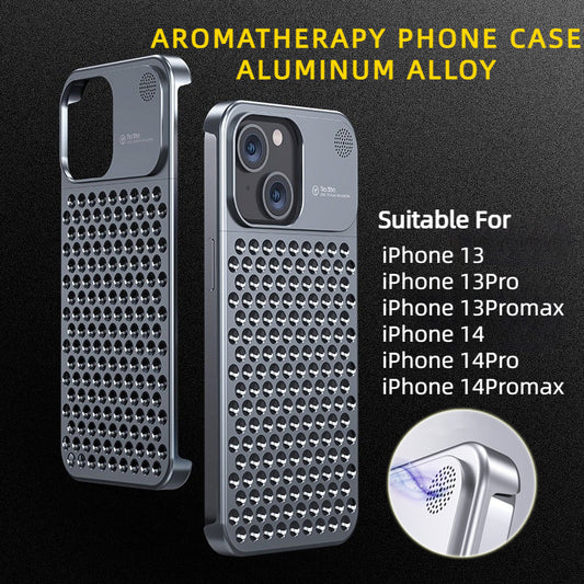 Aluminum Alloy Phone Case For 14 13 Pro Max Plus Hollow Heat Dissipation Anti-fall Full Body Shockproof Phone Cove