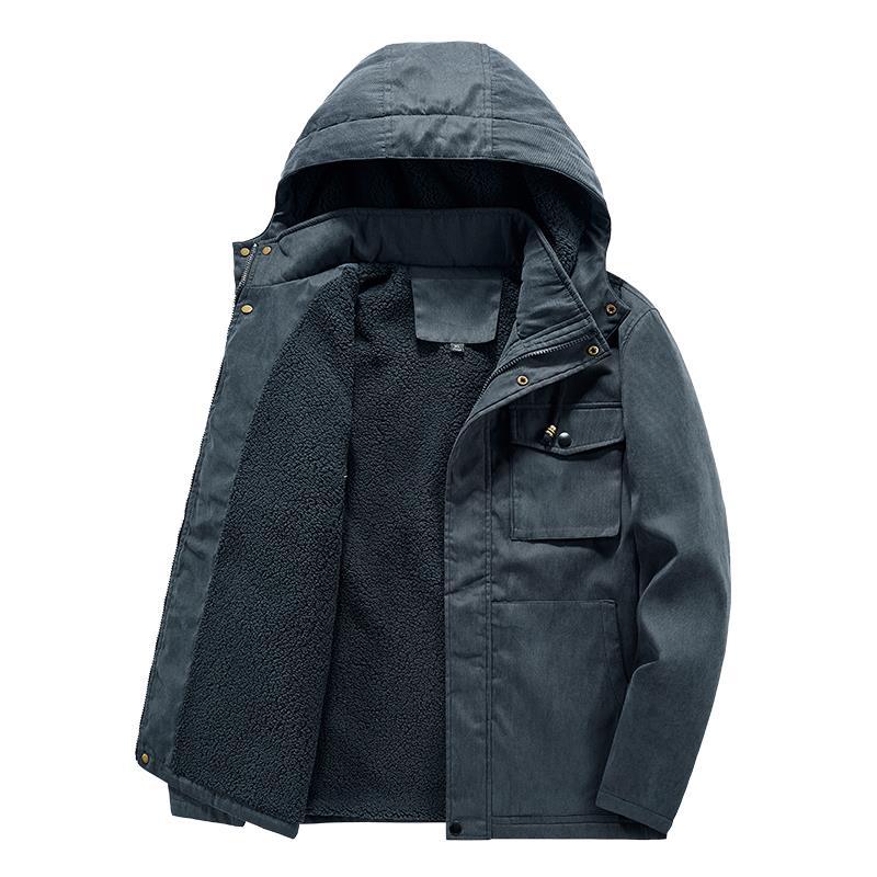 Thick Detachable Hat Lambswool Jacket