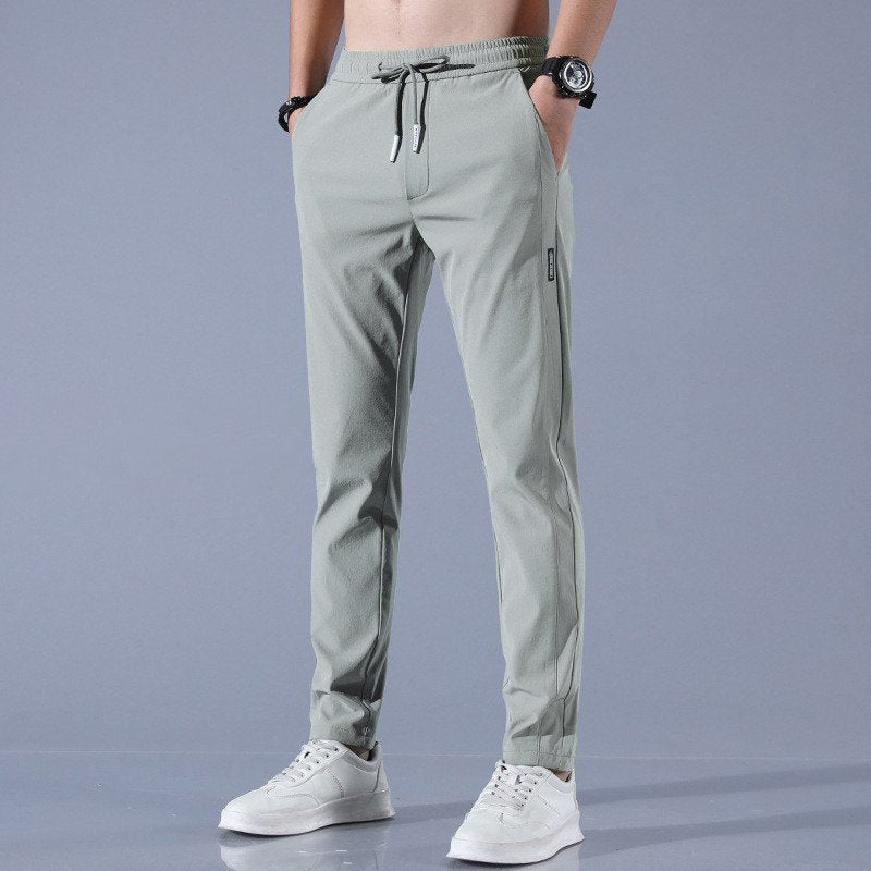 Casual Ice Silk Pants Men's Version Large Fashion Trend Stretch Breathable Straight Leg Pants