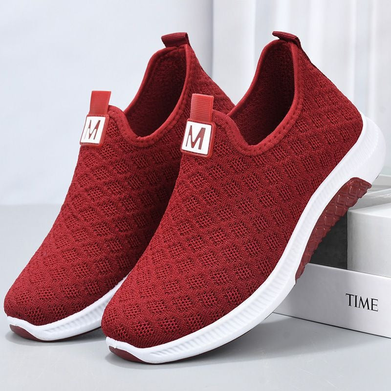 Summer Mesh Comfortable Women Shoes Breathable Hollow Sports Walking Sneakers Casual Flat Ladies Solid Shoes