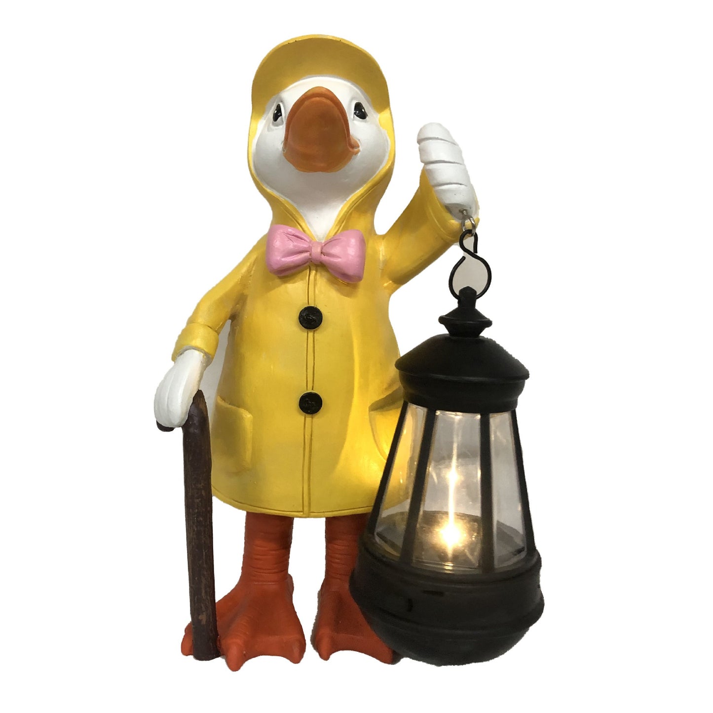 Outdoor Raincoat Duck Solar Light Resin Decoration