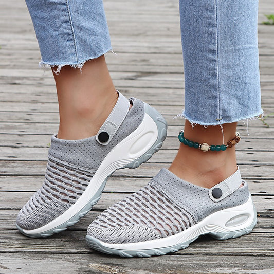 Spring And Summer Daily One Pedal Half Drag Breathable Light Air Cushion Women Sandals