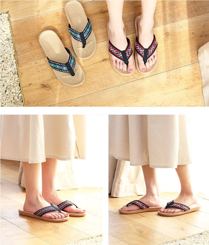 Women's Home Linen Slippers Non-slip Indoor Sandals