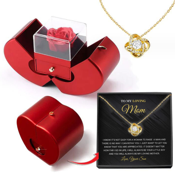 Fashion Jewelry Box Red Apple Christmas Gift Necklace Eternal Rose For Girl