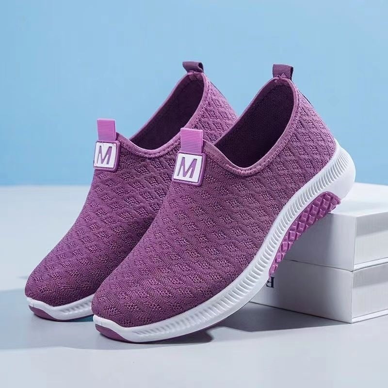 Summer Mesh Comfortable Women Shoes Breathable Hollow Sports Walking Sneakers Casual Flat Ladies Solid Shoes