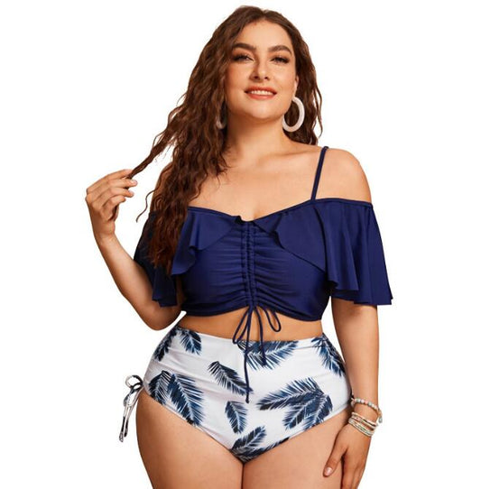 Women's Plus Size Ruffled Bikini Swimsuit Fat Woman Split Swimsuit Bikini