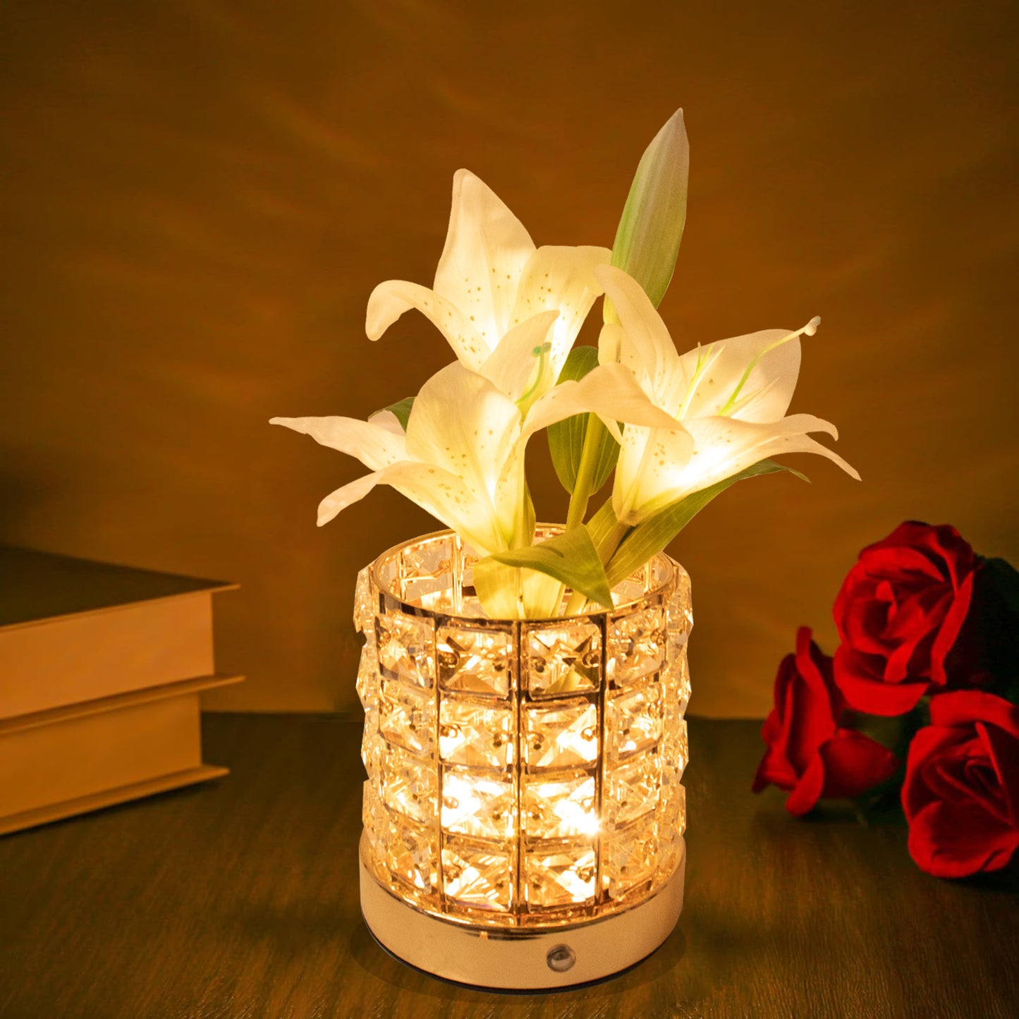 Luminous Lily Crystal Flowerpot Small Night Lamp Simple And Light Luxury Advanced Sense