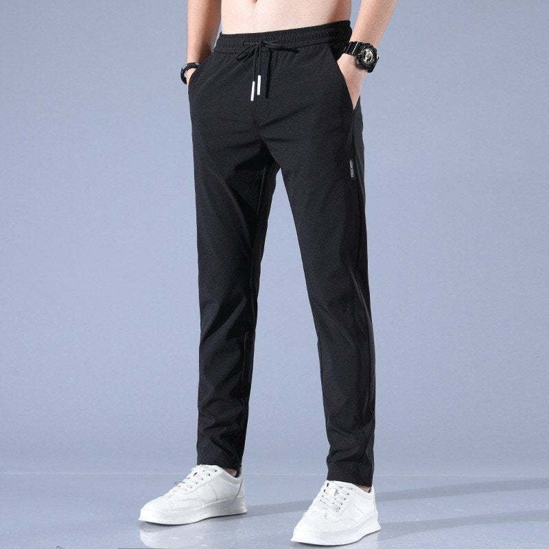 Casual Ice Silk Pants Men's Version Large Fashion Trend Stretch Breathable Straight Leg Pants