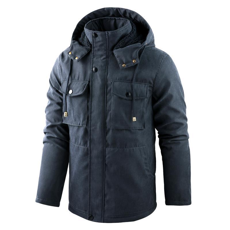 Thick Detachable Hat Lambswool Jacket
