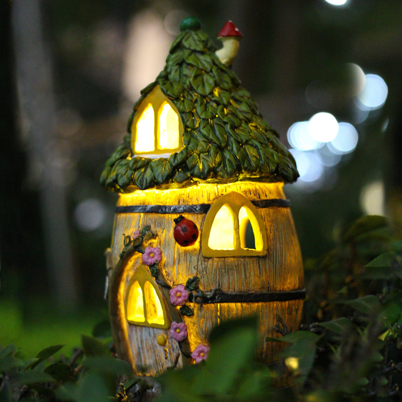 Resin solar lamp LED flower house design