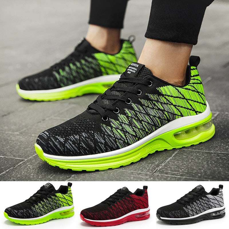 Flying woven air cushion men's shoes trend sports shoes breathable running shoes men's casual shoes