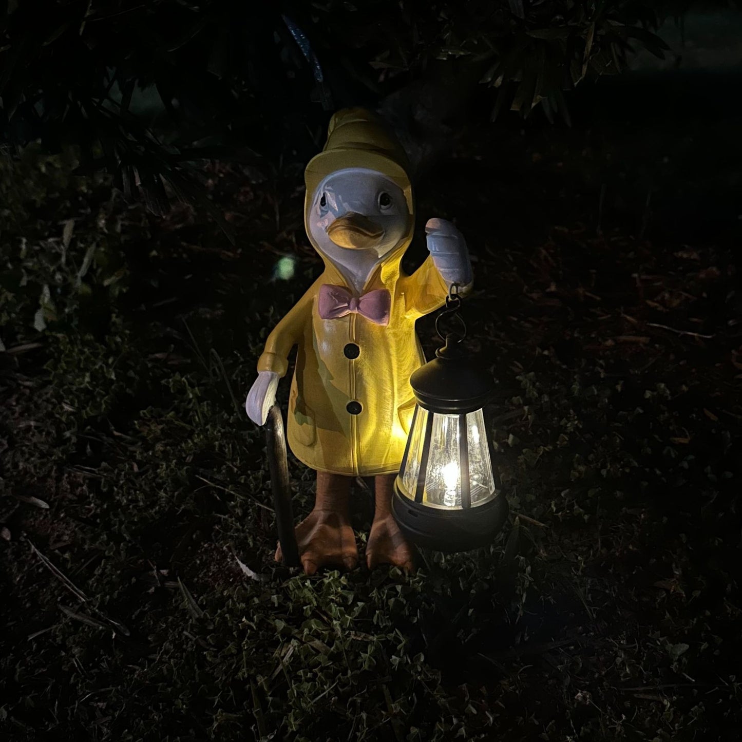 Outdoor Raincoat Duck Solar Light Resin Decoration