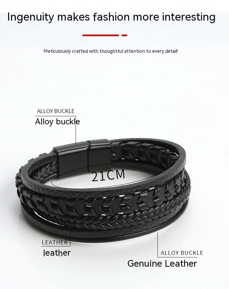 Fashion Jewelry Multi-layer Leather Rope Woven Bracelet