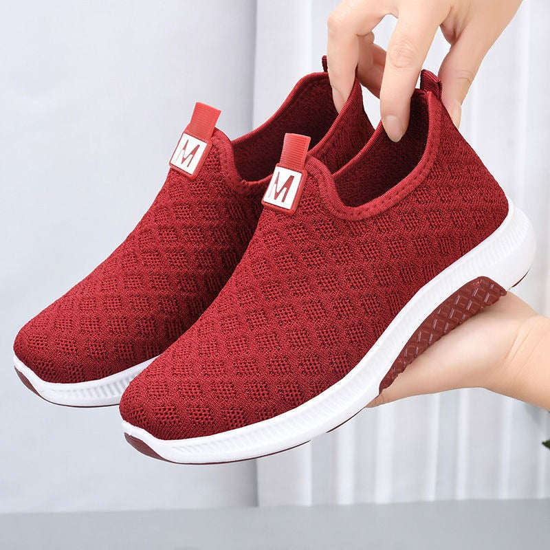 Summer Mesh Comfortable Women Shoes Breathable Hollow Sports Walking Sneakers Casual Flat Ladies Solid Shoes