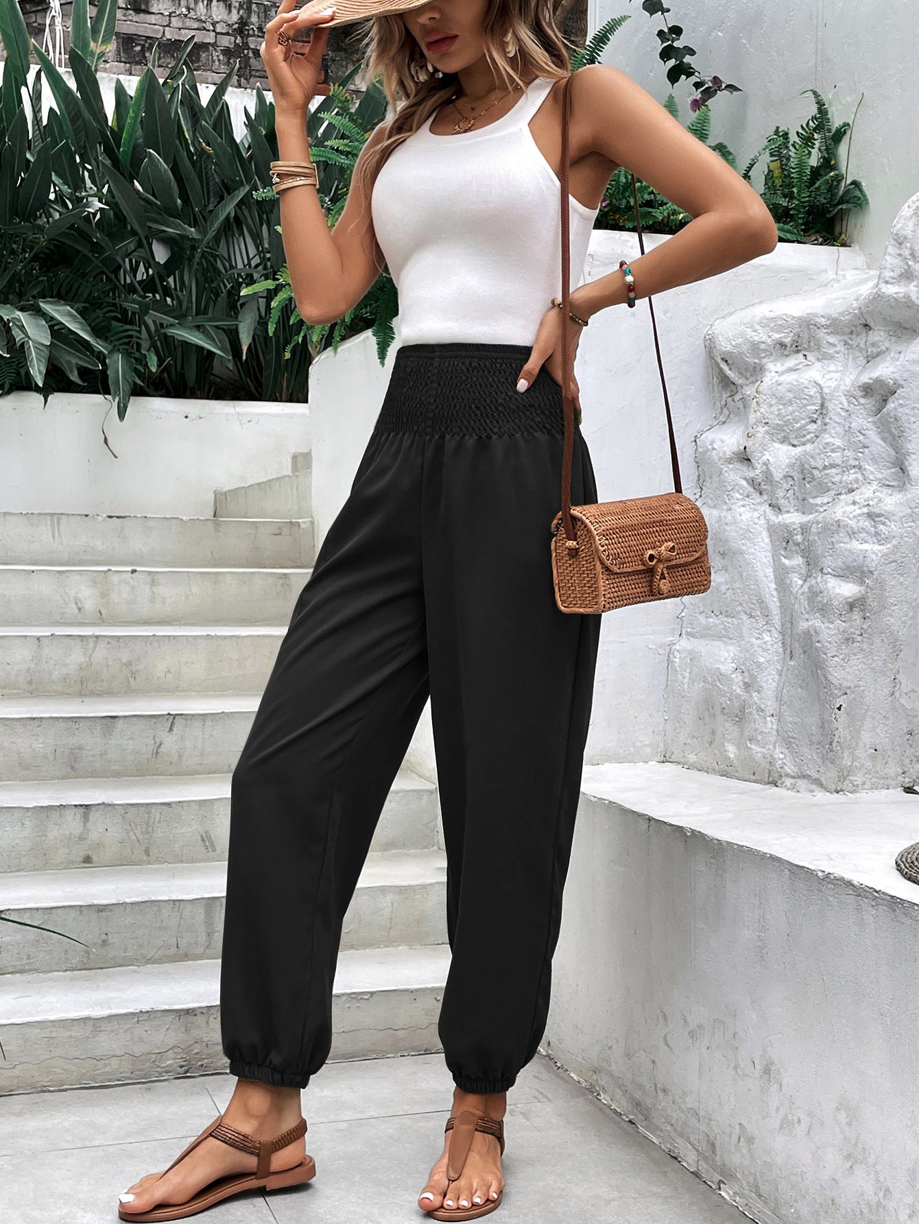 Elasticated High-waisted Wide-legged Niners