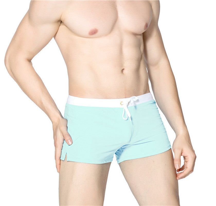 Men's Solid Color Fashion Back Pocket Design Swimming Trunks