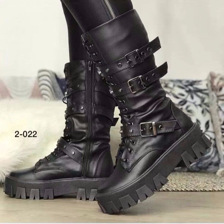 Mid-calf Buckle Knight Boots Women