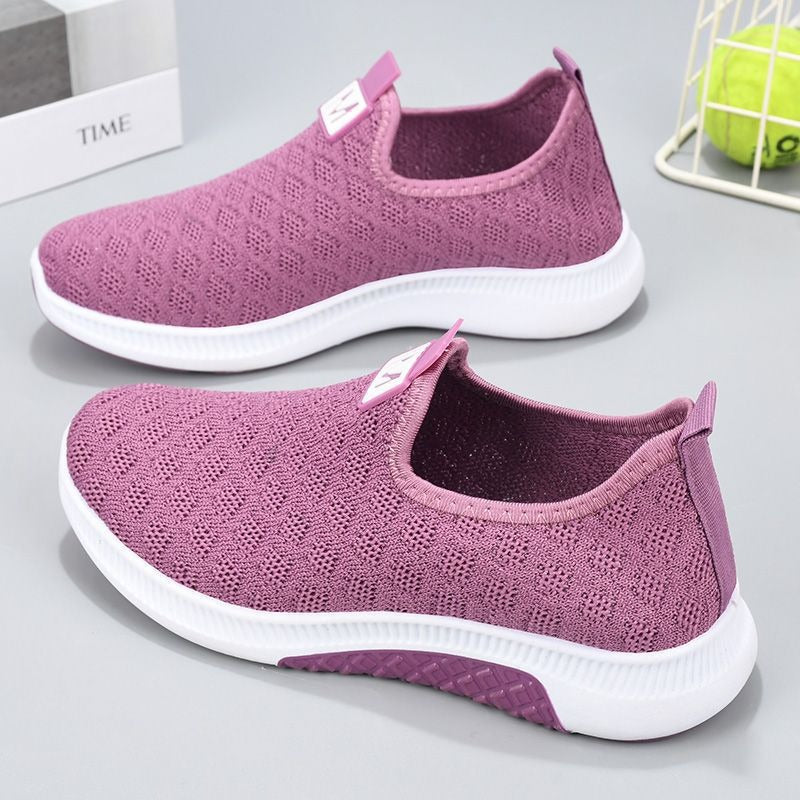 Summer Mesh Comfortable Women Shoes Breathable Hollow Sports Walking Sneakers Casual Flat Ladies Solid Shoes