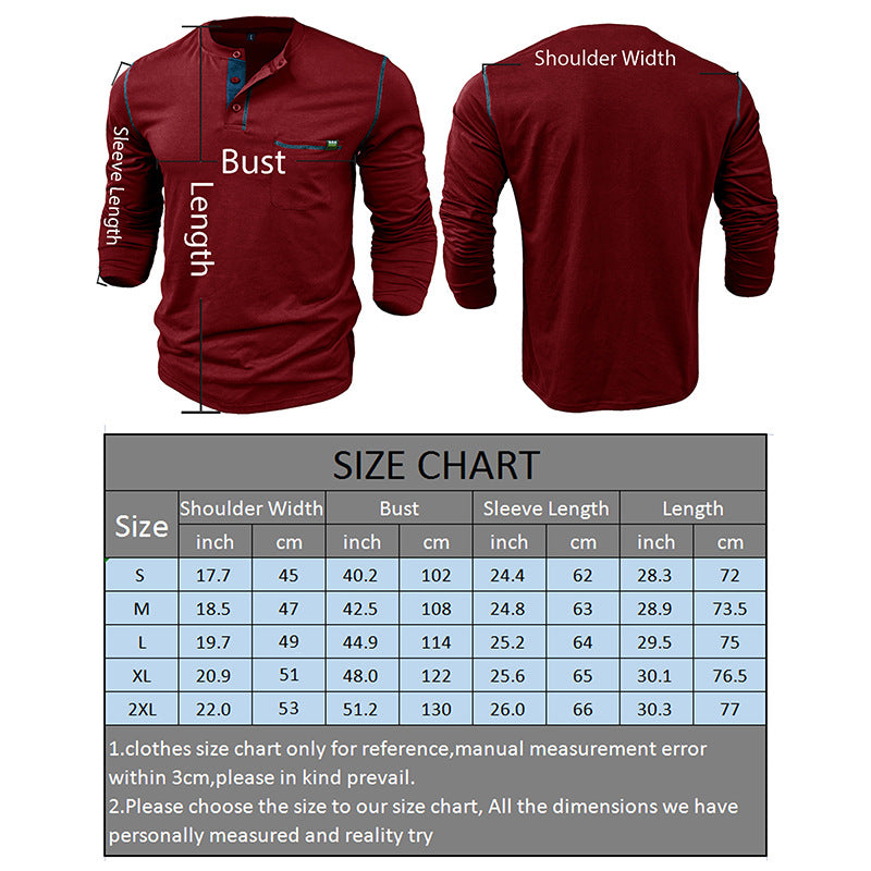 Men's Long Sleeve Color Matching Shirt