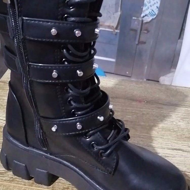 Mid-calf Buckle Knight Boots Women