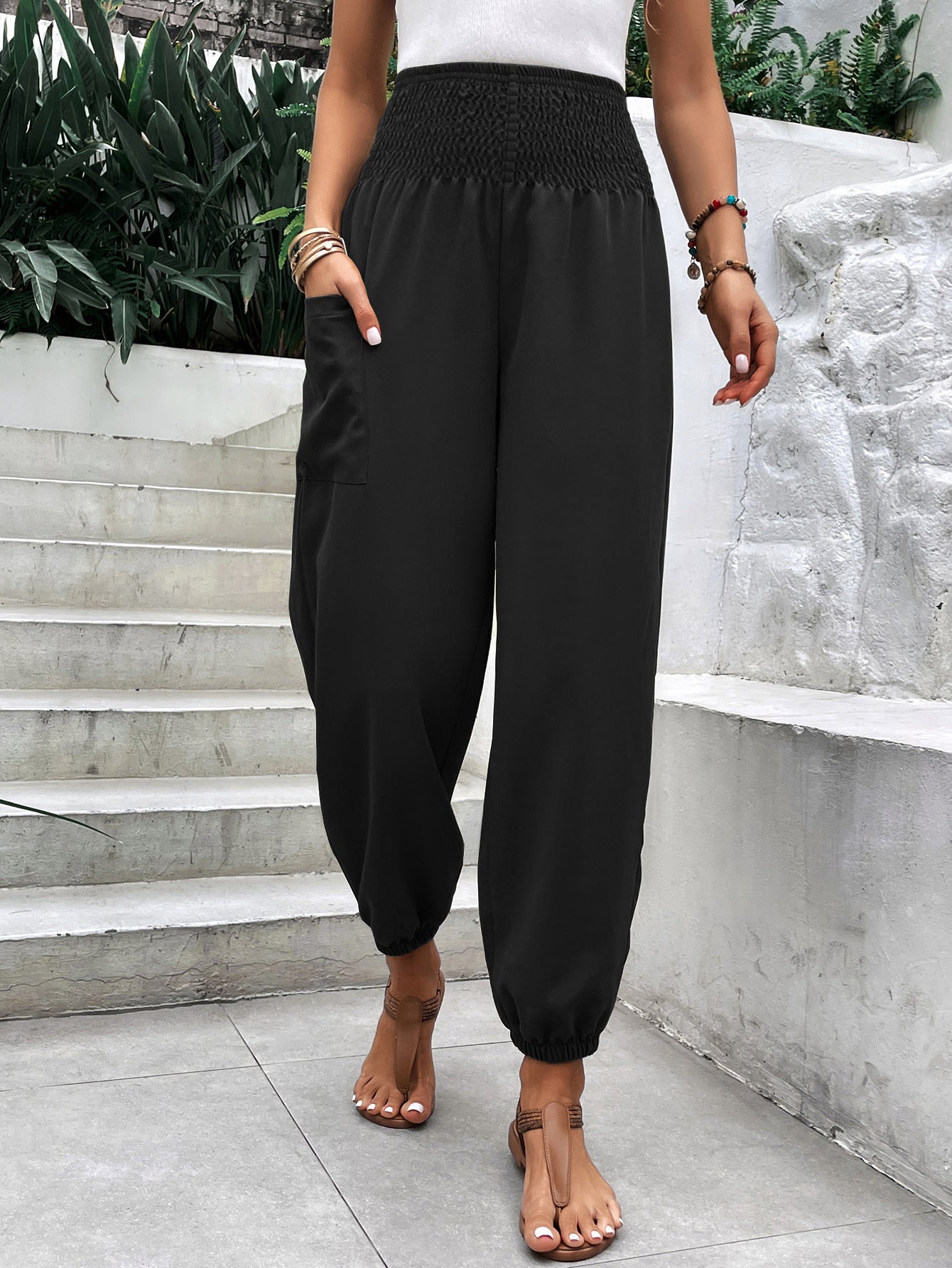 Elasticated High-waisted Wide-legged Niners