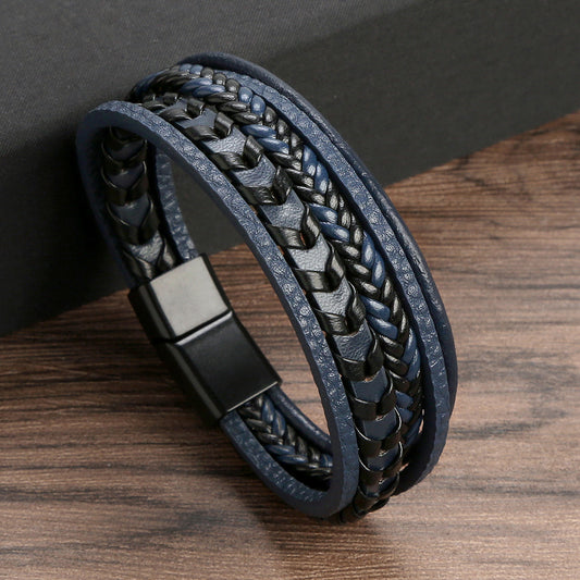 Fashion Jewelry Multi-layer Leather Rope Woven Bracelet