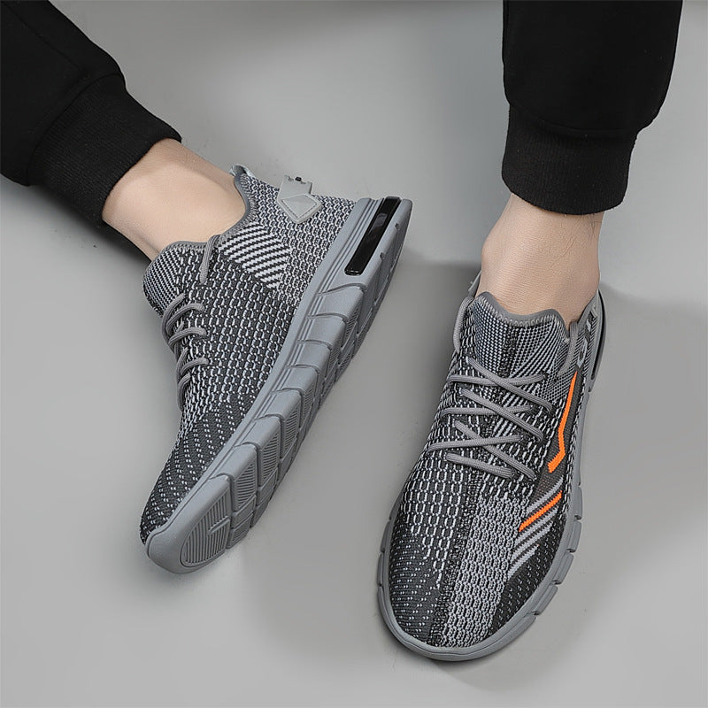 Flying Woven Sports Men's Shoes Summer Breathable Casual Shoes New Trend Mesh Coconut Shoes Men's Running Shoes