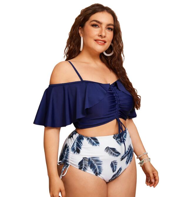 Women's Plus Size Ruffled Bikini Swimsuit Fat Woman Split Swimsuit Bikini