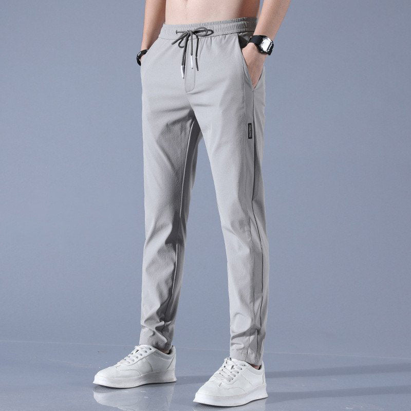 Casual Ice Silk Pants Men's Version Large Fashion Trend Stretch Breathable Straight Leg Pants