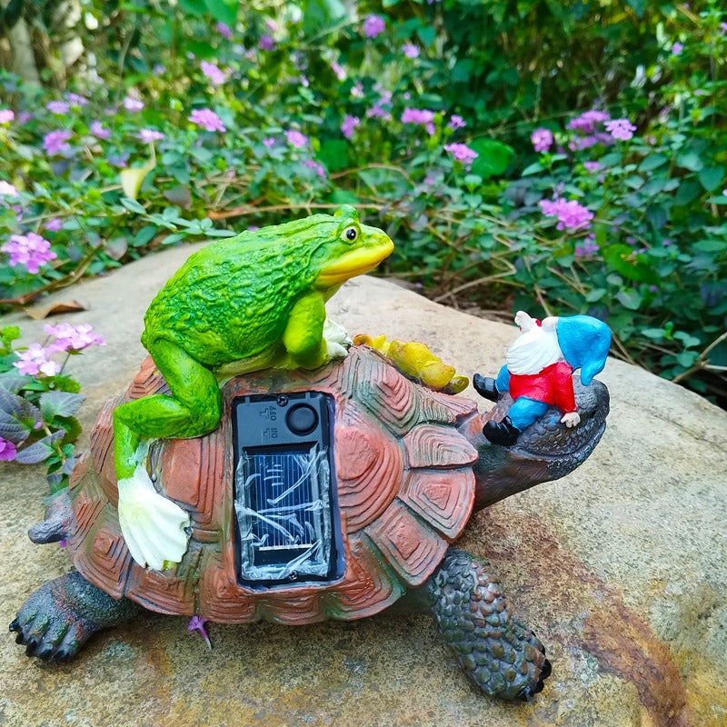 Solar powered outdoor animal statue sprite ornaments