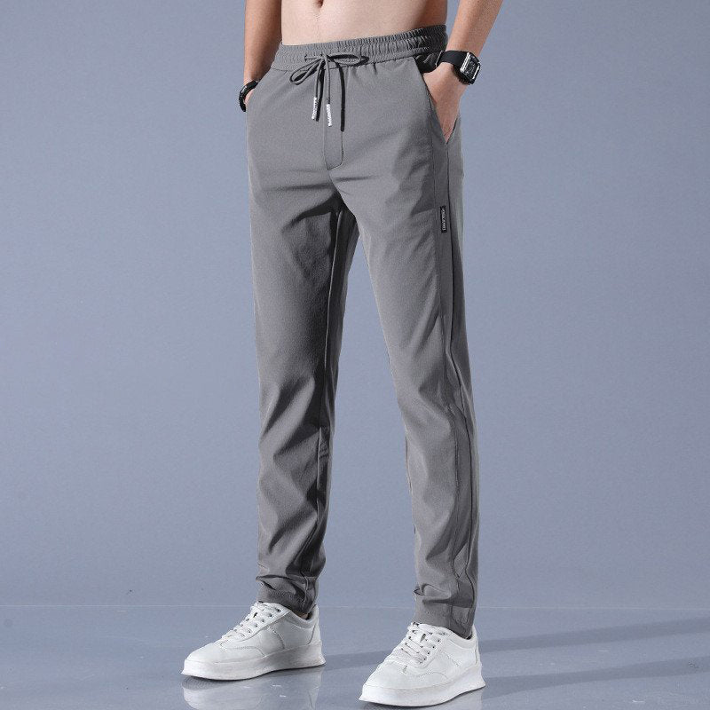 Casual Ice Silk Pants Men's Version Large Fashion Trend Stretch Breathable Straight Leg Pants