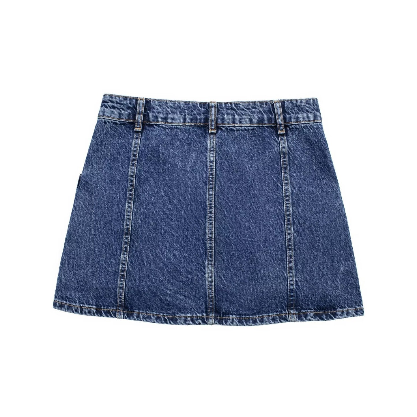 New Mini High Waist Denim Skirt Personalized Street Work Pocket Half Skirt