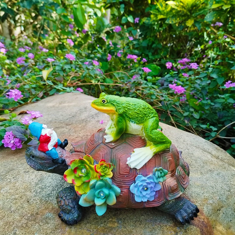 Solar powered outdoor animal statue sprite ornaments