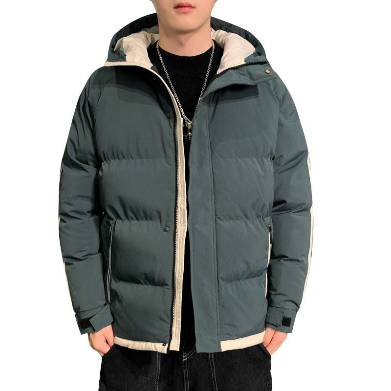 Men's new cotton coat, autumn and winter hooded cotton jacket, casual bread jacket, two-fold cotton jacket, men's coat