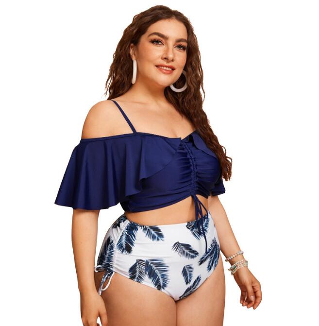 Women's Plus Size Ruffled Bikini Swimsuit Fat Woman Split Swimsuit Bikini