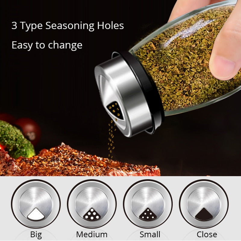 Rotating Cruet Condiment Seasoning Jars Set for Spices Pepper Sprays Bottles Salt Shakers Holder Kitchen Storage Rack Organizer