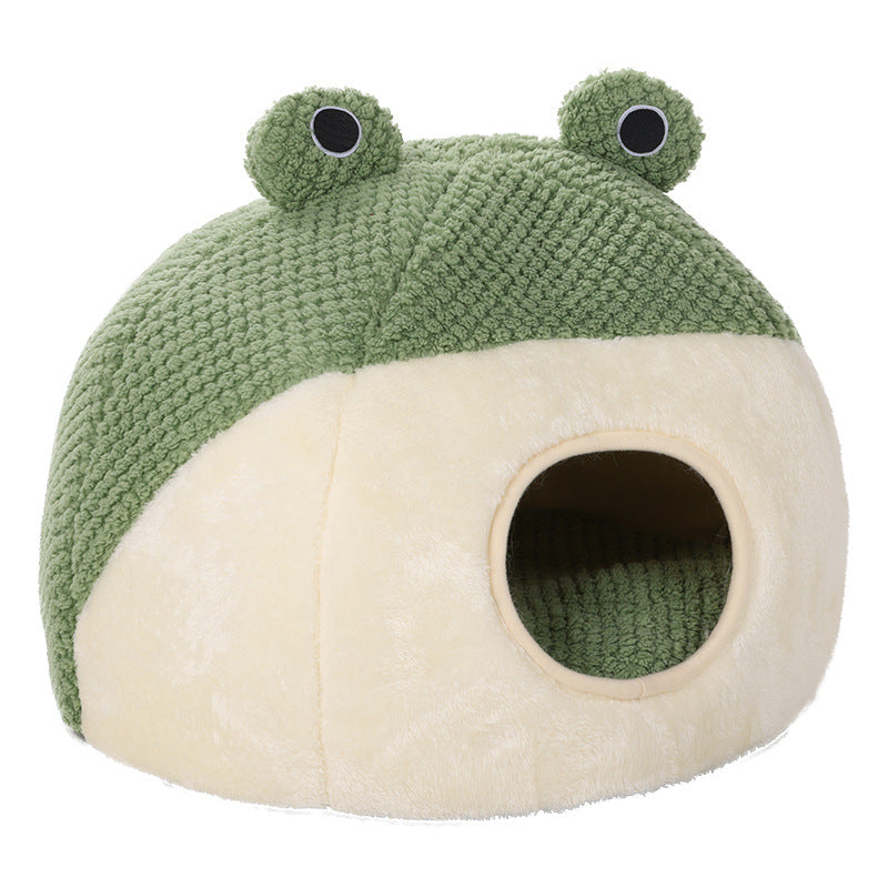 Pet Cat Dog Nest Little Frog Series Warm Plush Mat Autumn Winter Pet House Full Package Nest For Small Cats Dogs Within 5KG