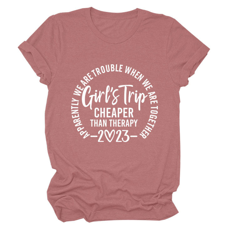 Letter Crew Neck Short Sleeve Loose Women's T-shirt