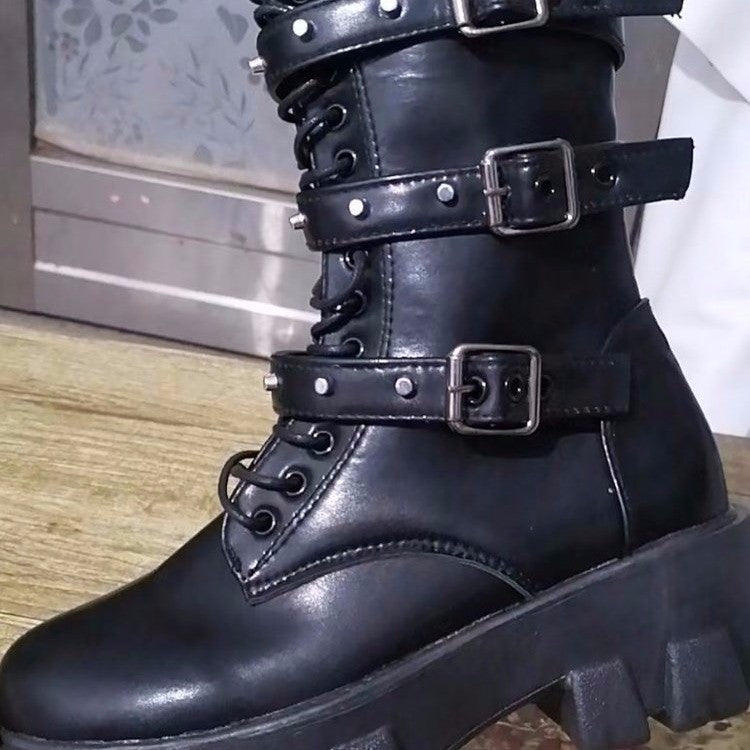 Mid-calf Buckle Knight Boots Women