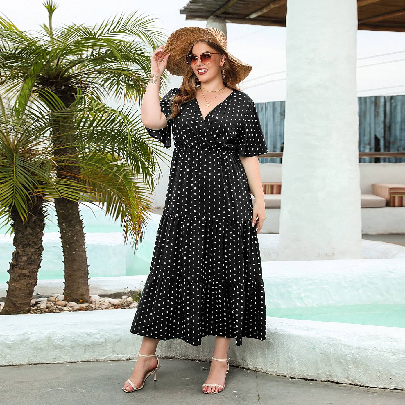 Plus-size Women's Plus-size Polka Dot Casual Holiday Dress